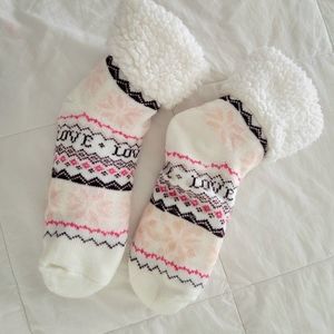 Soft, anti-slide grip, knitted, fleece socks